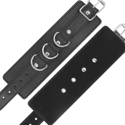 Darkness Black Adjustable Leather Ankle Handcuffs | Niks.fi verkkokauppa
