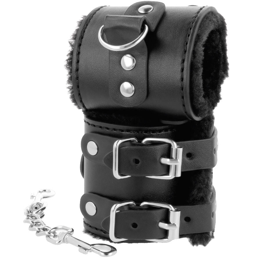 Darkness Black Adjustable Leather Handcuffs With Lining | Niks.fi verkkokauppa