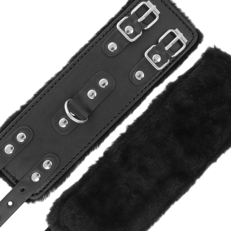 Darkness Black Adjustable Leather Handcuffs With Lining | Niks.fi verkkokauppa