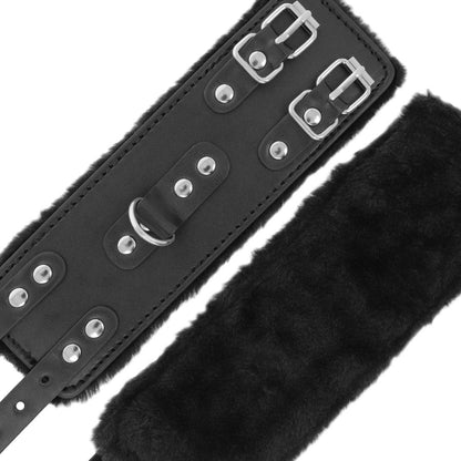 Darkness Black Adjustable Leather Handcuffs With Lining | Niks.fi verkkokauppa