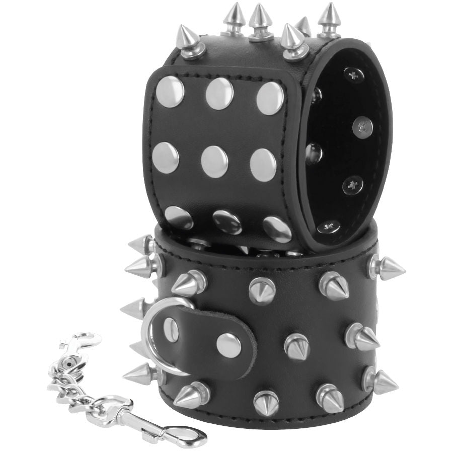 Darkness Skulls And Bones Black Spiked Handcuffs | Niks.fi verkkokauppa