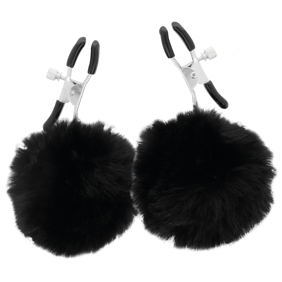 Darkness Nipple Clamps With Pom Poms 1 | Niks.fi verkkokauppa