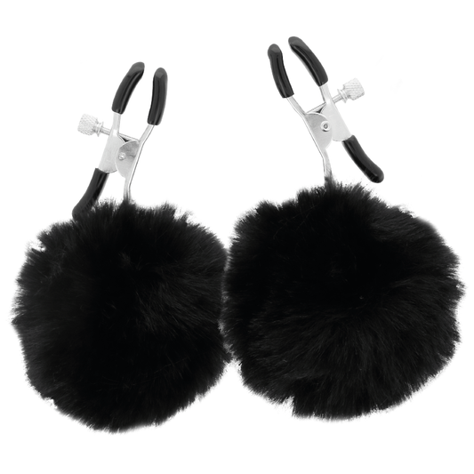 Darkness Nipple Clamps With Pom Poms 1 | Niks.fi verkkokauppa