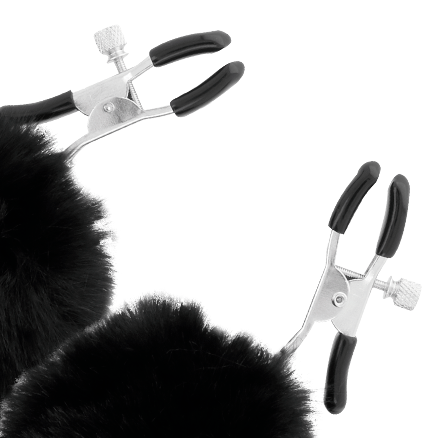Darkness Nipple Clamps With Pom Poms 1 | Niks.fi verkkokauppa