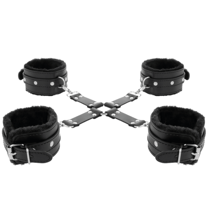 Darkness Leather Handcuffs For Foot And Hands Black | Niks.fi verkkokauppa