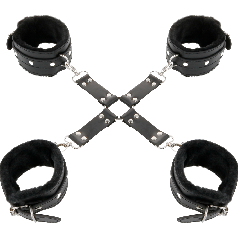 Darkness Leather Handcuffs For Foot And Hands Black | Niks.fi verkkokauppa