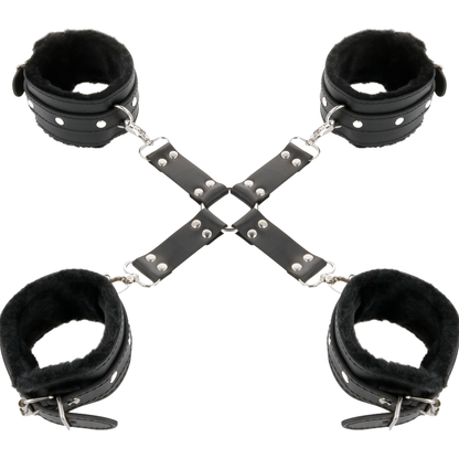 Darkness Leather Handcuffs For Foot And Hands Black | Niks.fi verkkokauppa