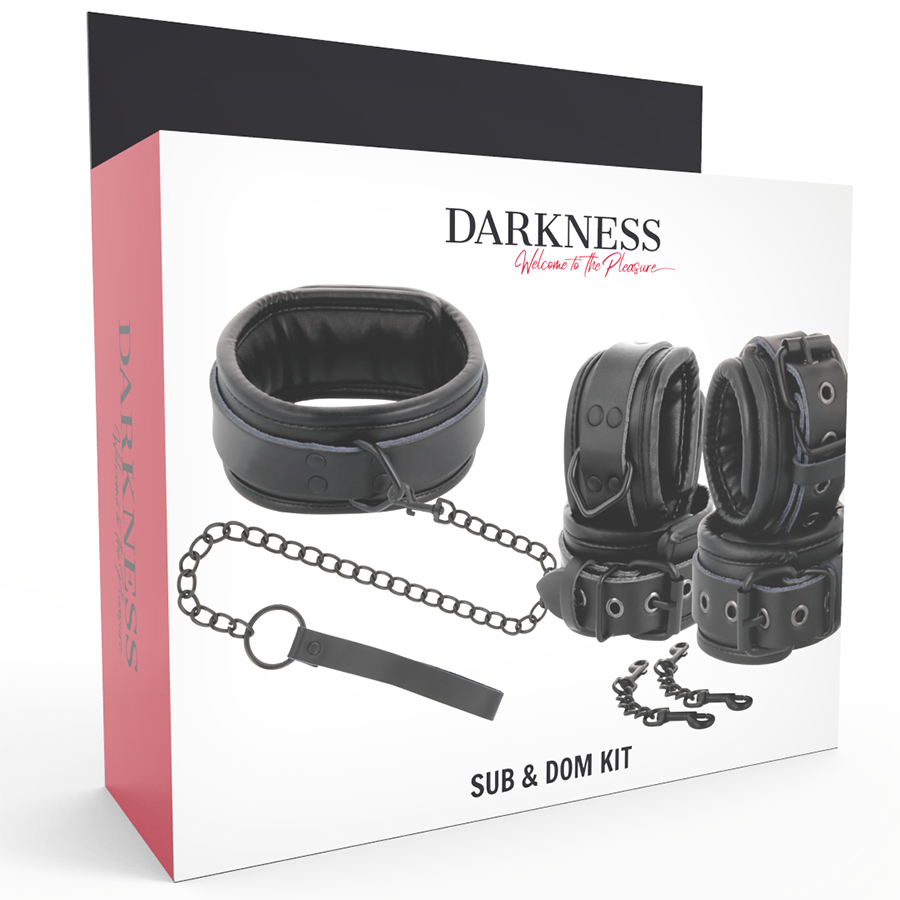 Darkness Black Leather Handcuffs And Collar | Niks.fi verkkokauppa