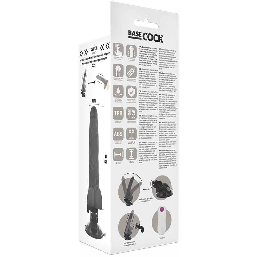 Basecock Realistic Vibrator Remote Control Black 19 Cm O- 4 Cm | Niks.fi verkkokauppa