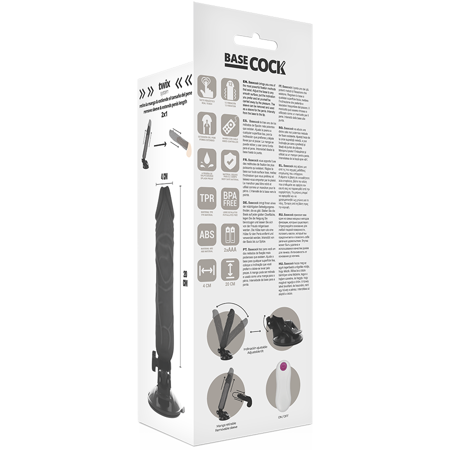 Basecock Realistic Vibrator Remote Control Black 20 Cm O- 4 Cm | Niks.fi verkkokauppa