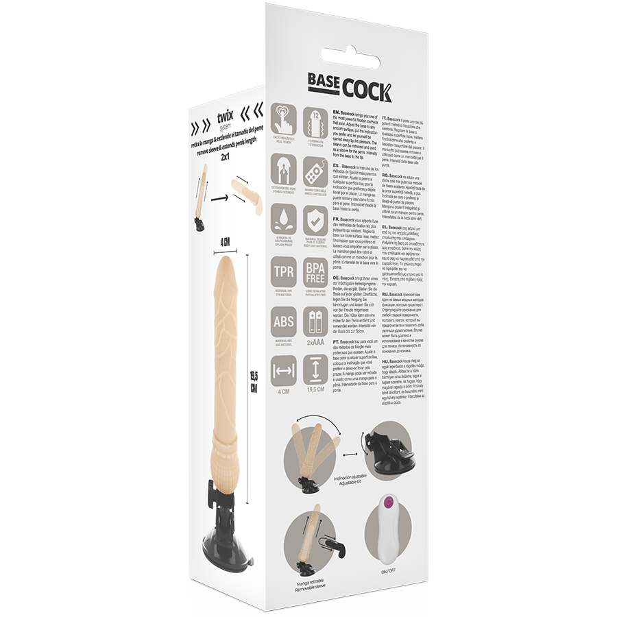 Basecock Realistic Vibrator Remote Control Flesh 19.5 Cm O- 4 Cm | Niks.fi verkkokauppa