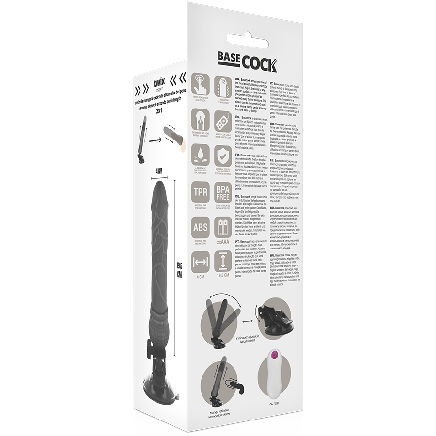Basecock Realistic Vibrator Remote Control Black 19.5 Cm O- 4 Cm | Niks.fi verkkokauppa