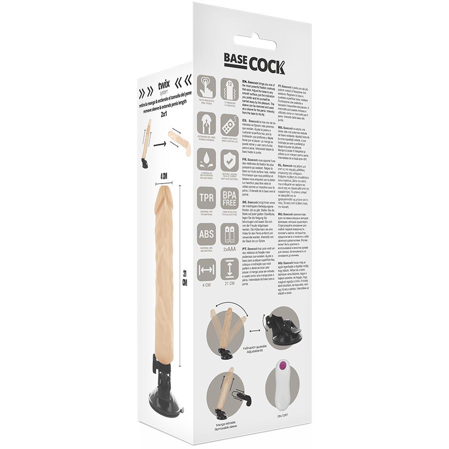 Basecock Realistic Vibrator Remote Control Flesh 21 Cm O- 4 Cm | Niks.fi verkkokauppa