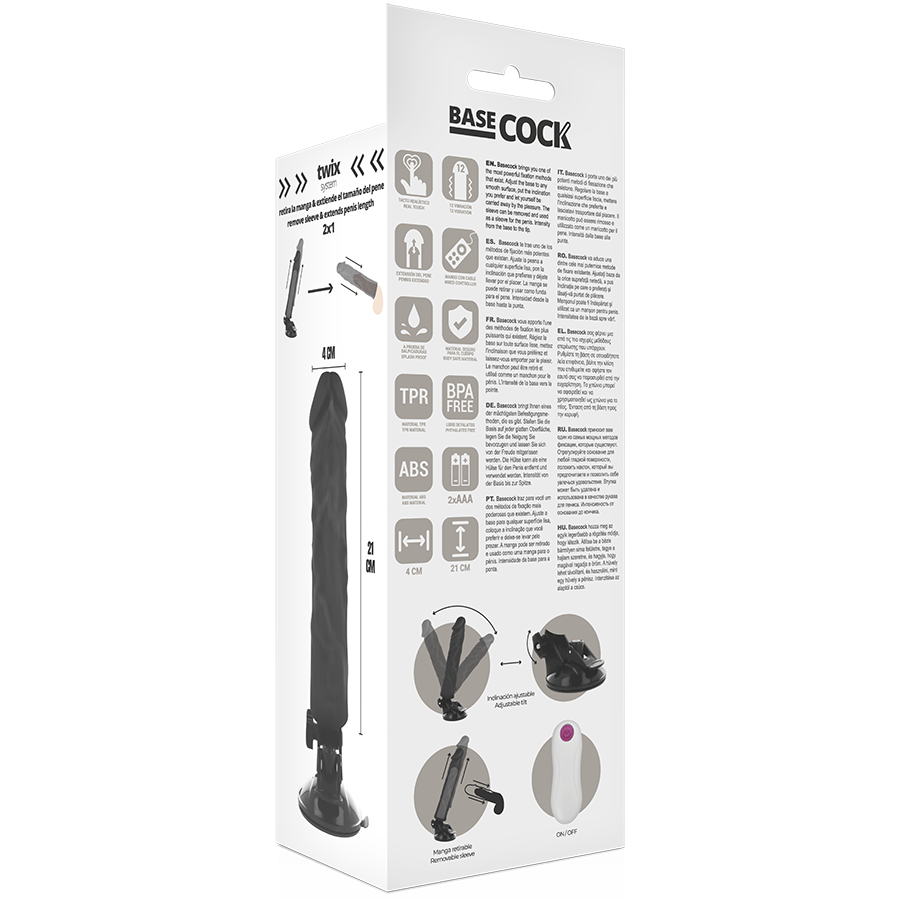 Basecock Realistic Vibrator Remote Control Black 21 Cm O- 4 Cm | Niks.fi verkkokauppa