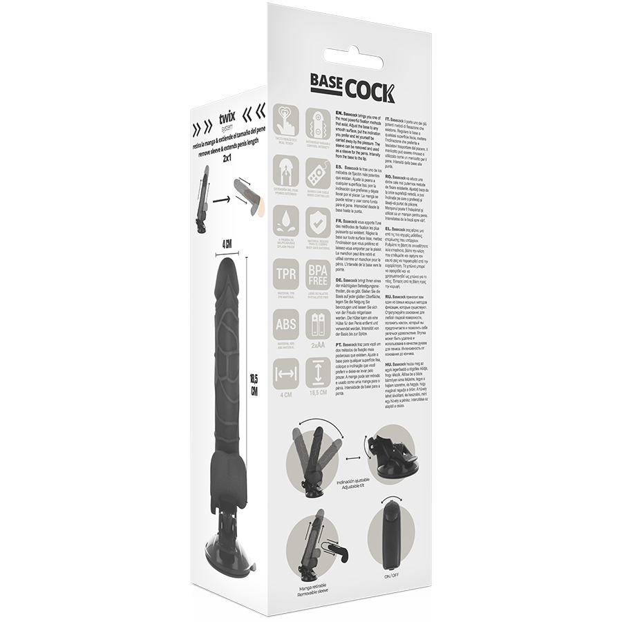 Basecock Realistic Vibrator Remote Control Black 18.5 Cm O- 4Cm | Niks.fi verkkokauppa
