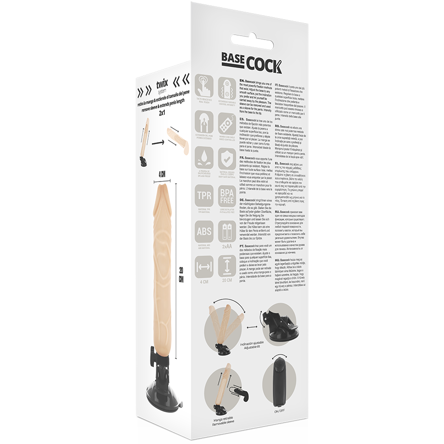 Basecock Realistic Vibrator Remote Control Flesh 20 Cm O- 4 Cm | Niks.fi verkkokauppa