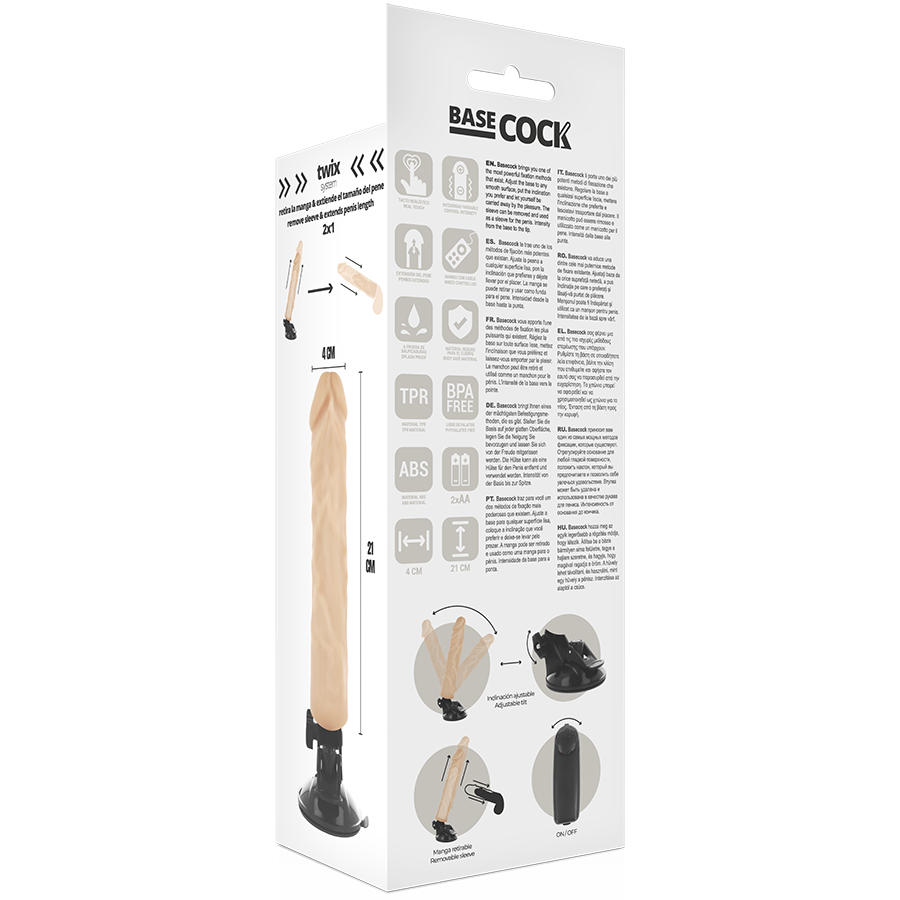 Basecock Realistic Vibrator Remote Control Flesh 21 Cm O- 4 Cm | Niks.fi verkkokauppa