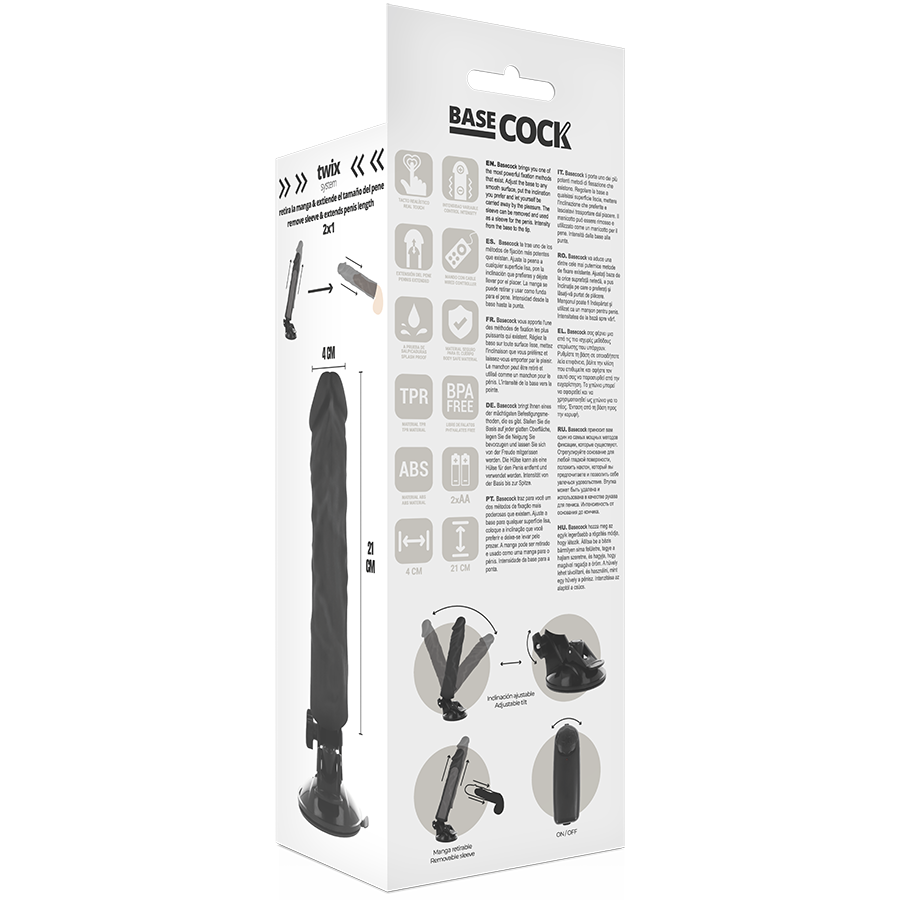 Basecock Realistic Vibrator Remote Control Black 21 Cm O- 4 Cm | Niks.fi verkkokauppa