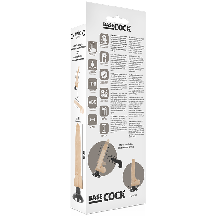 Basecock Realistic Vibrator 2-1 Flesh 18.5 Cm O- 4 Cm | Niks.fi verkkokauppa