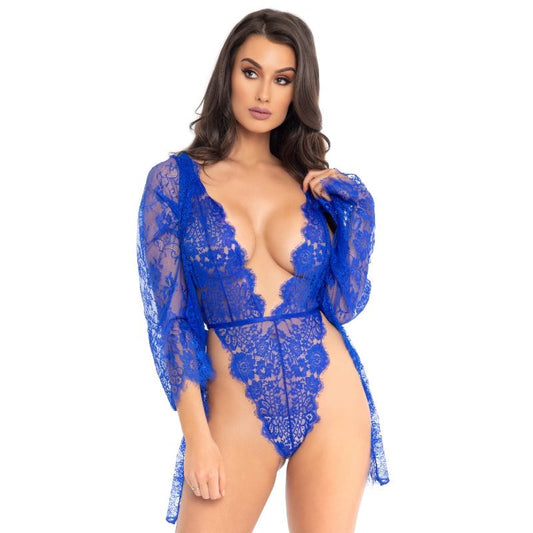 Leg Avenue Teddy And Robe Blue M | Niks.fi verkkokauppa