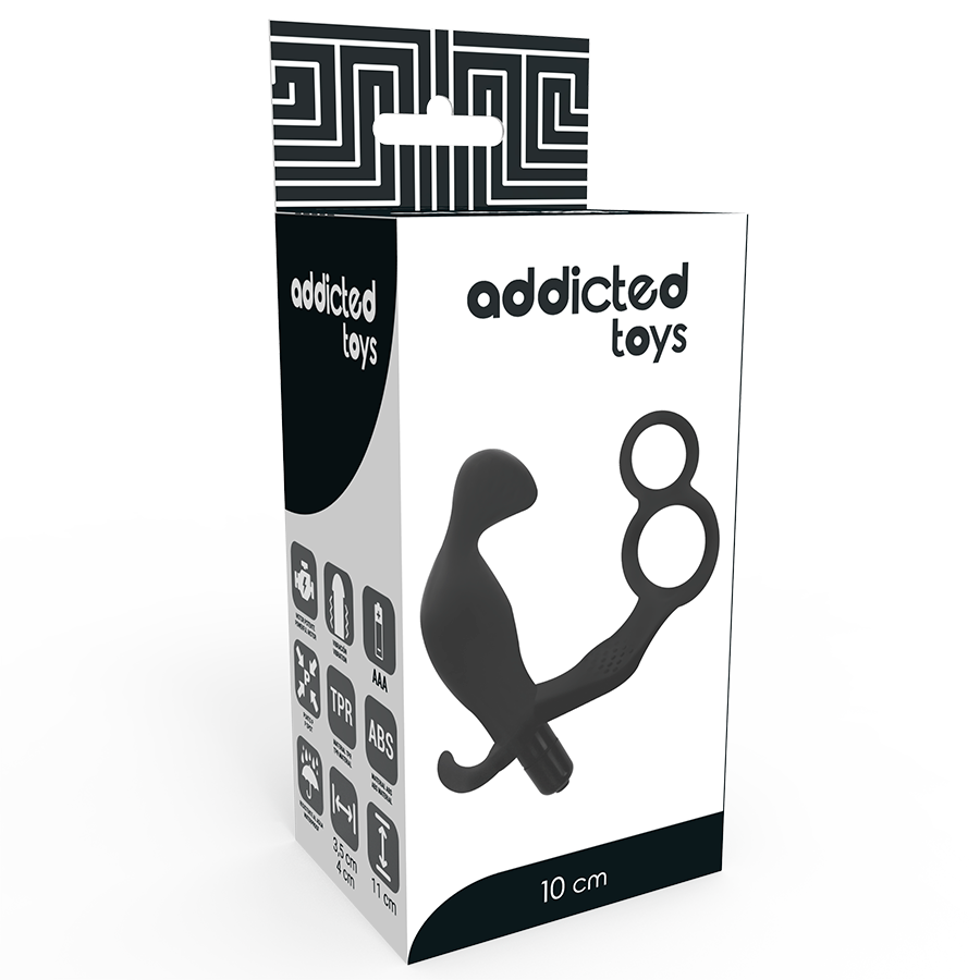 Addicted Toys Anal Plug With Double Penis Ring And Testicles Black | Niks.fi verkkokauppa