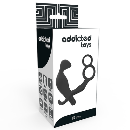 Addicted Toys Anal Plug With Double Penis Ring And Testicles Black | Niks.fi verkkokauppa