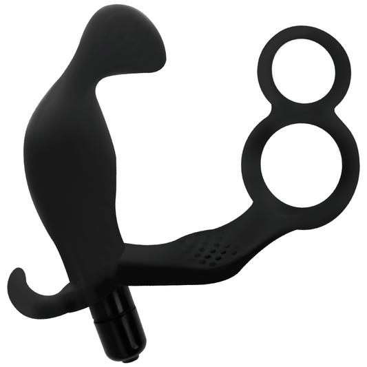 Addicted Toys Anal Plug With Double Penis Ring And Testicles Black | Niks.fi verkkokauppa