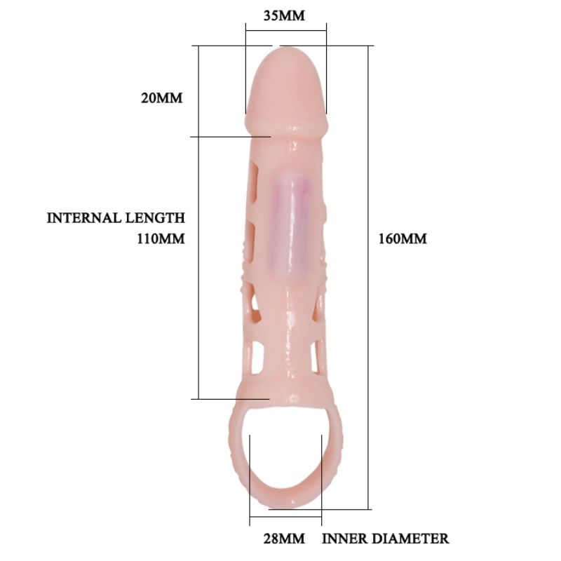 Baile Penis Extender Cover With Vibration And Natural Strap 13.5 Cm | Niks.fi verkkokauppa