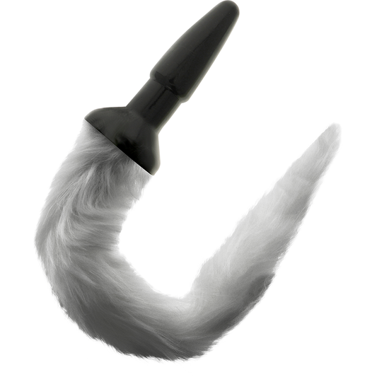 Darkness Silicone Anal Plug With Gray Tail | Niks.fi verkkokauppa