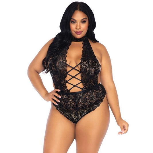 Leg Avenue Floral Lace Crothless Teddy Plus Size | Niks.fi verkkokauppa