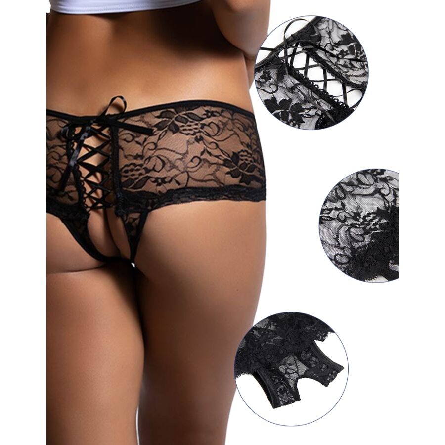 Queen Lingerie Floral Lace Panties With Back Opening S/M | Niks.fi verkkokauppa