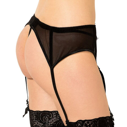 Queen Lingerie Thong With Lace Garter Belt Black L/Xl | Niks.fi verkkokauppa