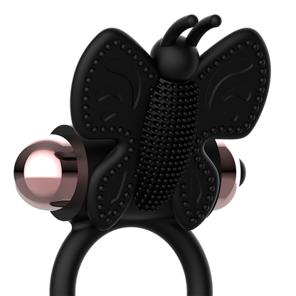 Coquette Toys Cock Ring Butterfly With Vibrator Black/ Gold | Niks.fi verkkokauppa