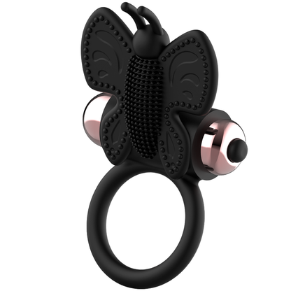Coquette Toys Cock Ring Butterfly With Vibrator Black/ Gold | Niks.fi verkkokauppa