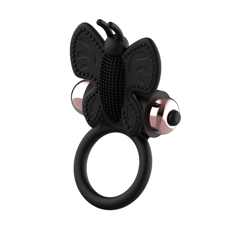 Coquette Toys Cock Ring Butterfly With Vibrator Black/ Gold | Niks.fi verkkokauppa