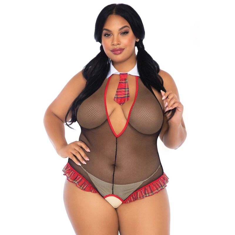 Leg Avenue Schoolgirl Crothless Fitness Teddy Plus Size | Niks.fi verkkokauppa