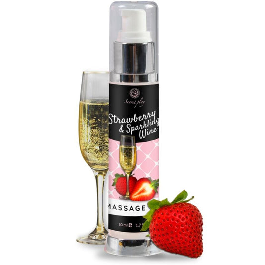Secretplay Strawberry & Sparkling Wine Massage Oil 50 Ml | Niks.fi verkkokauppa