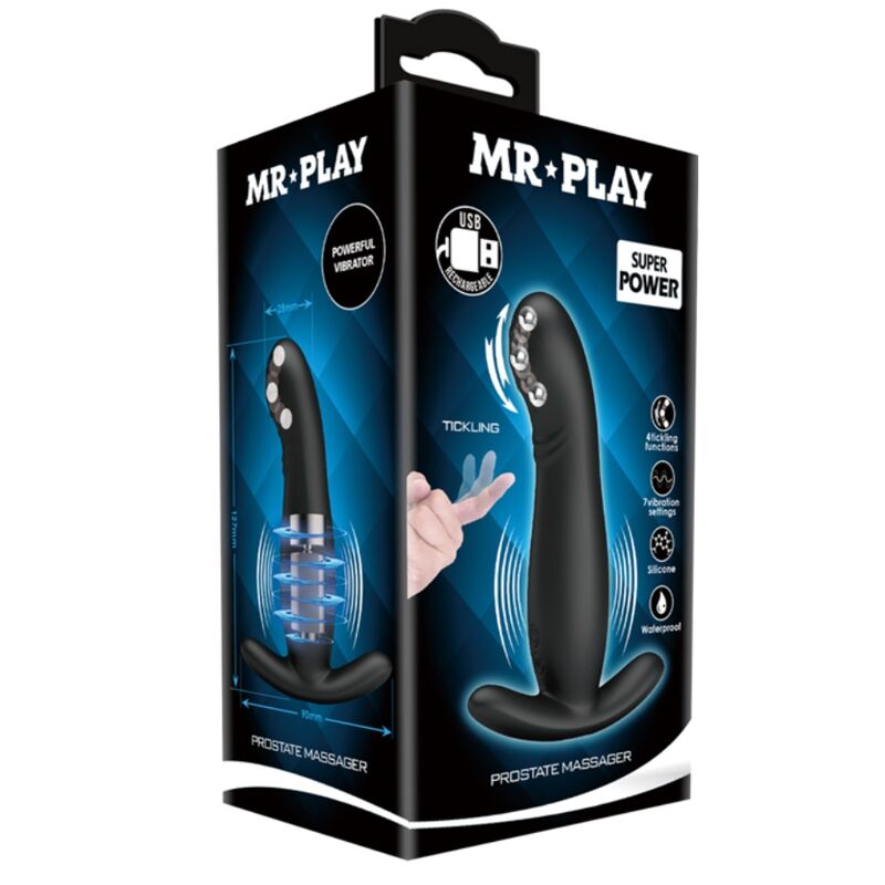 Mr Play Rechargeable Black Prostate Massager | Niks.fi verkkokauppa