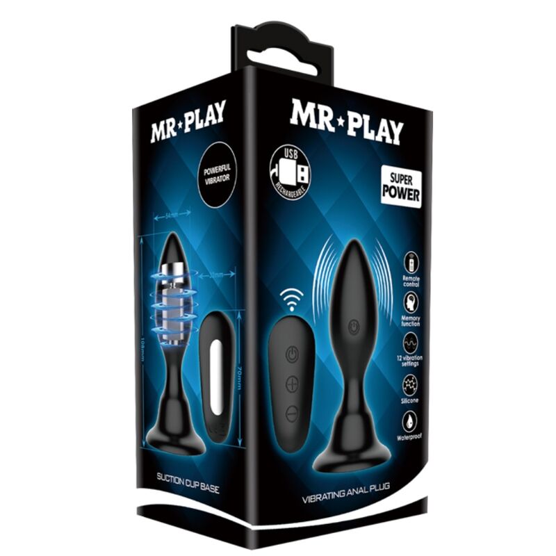Mr Play Anal Plug With Vibration Black Remote Control | Niks.fi verkkokauppa