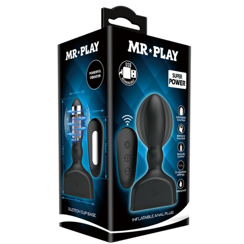Mr Play Black Inflatable Anal Plug Remote Control | Niks.fi verkkokauppa