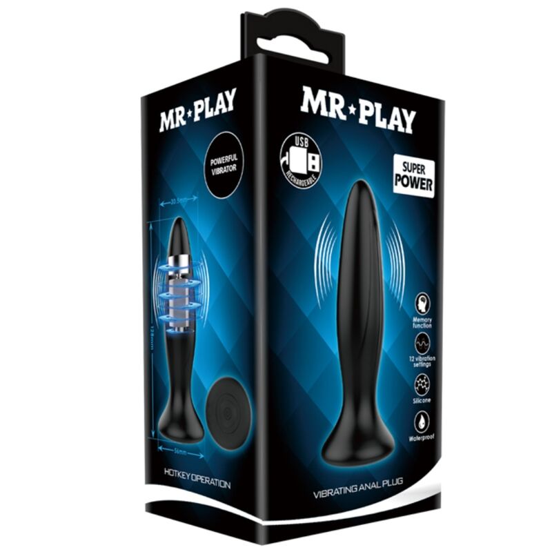 Mr Play Rechargeable Black Vibrator Anal Plug | Niks.fi verkkokauppa