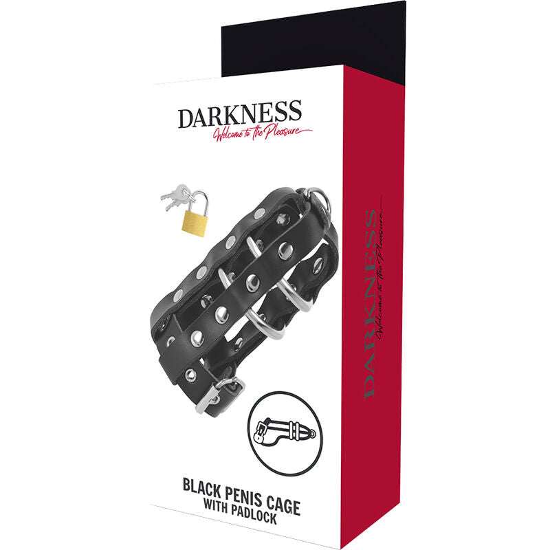 Darkness Leather Chastity Cage With Lock | Niks.fi verkkokauppa