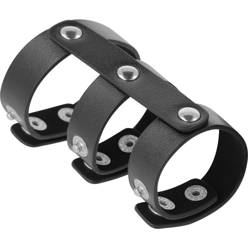 Darkness Adjustable Leather Double Penis And Testicle Ring | Niks.fi verkkokauppa