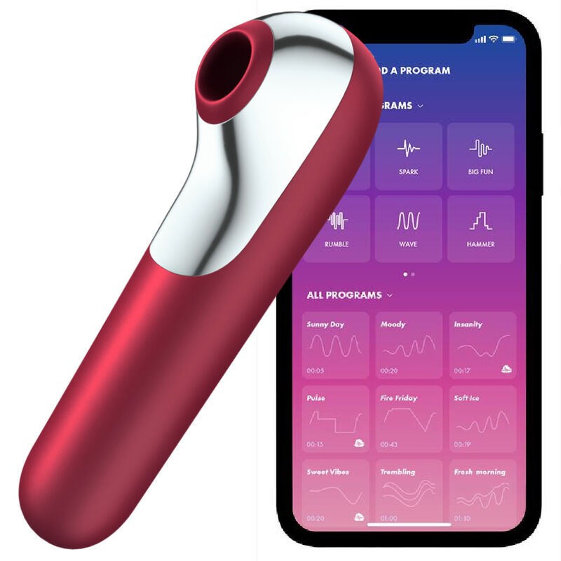 Satisfyer Dual Love Vibrator And Suctioner With Pulsed Air Red | Niks.fi verkkokauppa