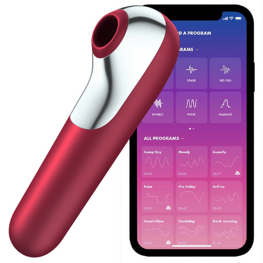 Satisfyer Dual Love Vibrator And Suctioner With Pulsed Air Red | Niks.fi verkkokauppa
