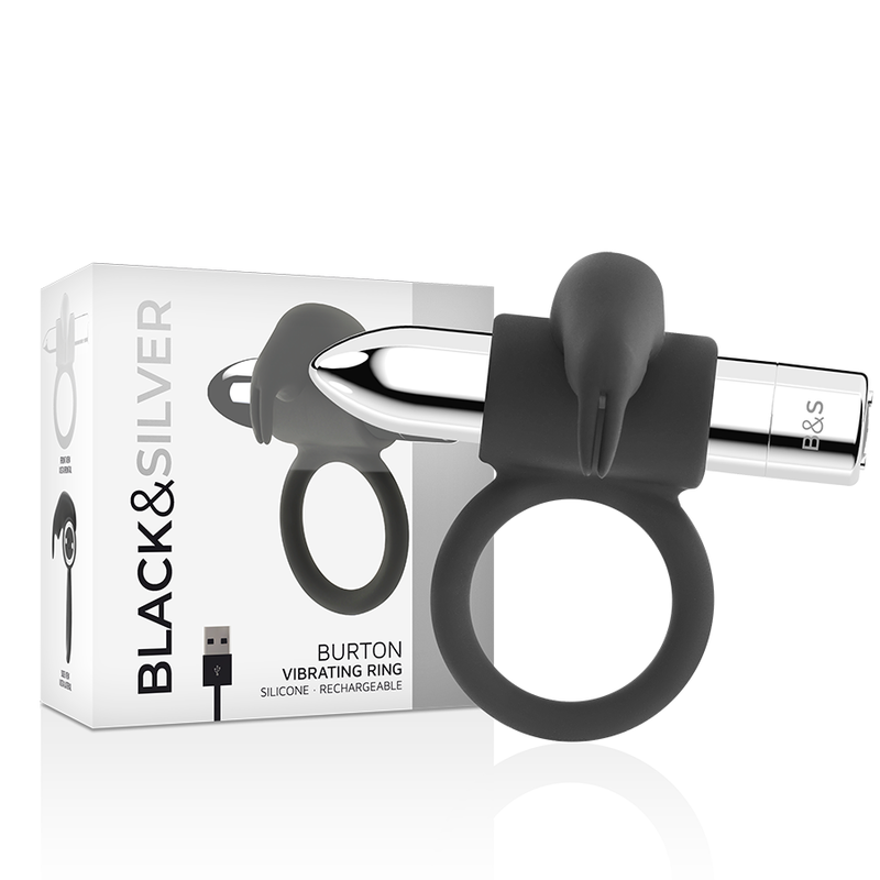Black&Silver Burton Rechargeable Ring 10 Vibration Modes | Niks.fi verkkokauppa