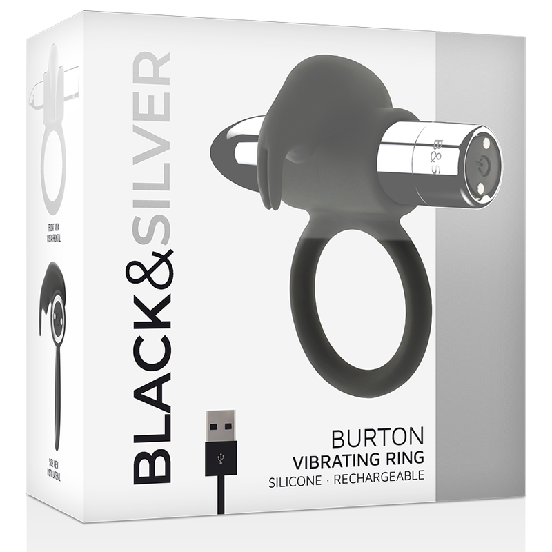 Black&Silver Burton Rechargeable Ring 10 Vibration Modes | Niks.fi verkkokauppa