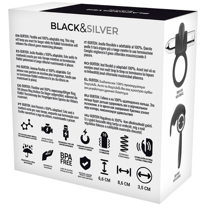 Black&Silver Burton Rechargeable Ring 10 Vibration Modes | Niks.fi verkkokauppa