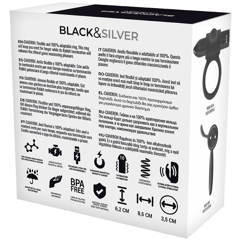 Black&Silver Cameron Black Rechargeable Ring | Niks.fi verkkokauppa
