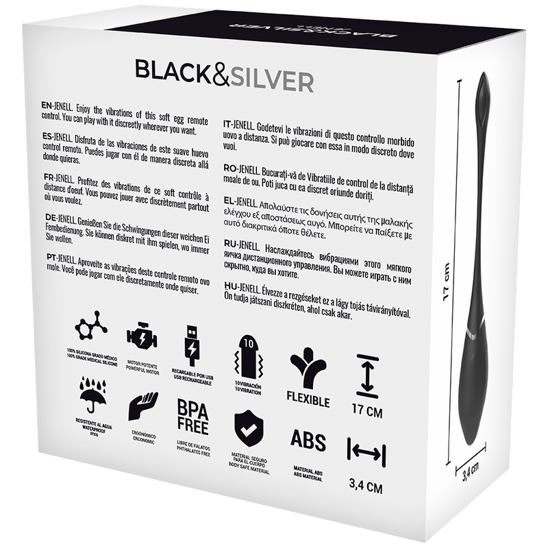 Black&Silver Jenell Rechargeable Vibrating Egg | Niks.fi verkkokauppa